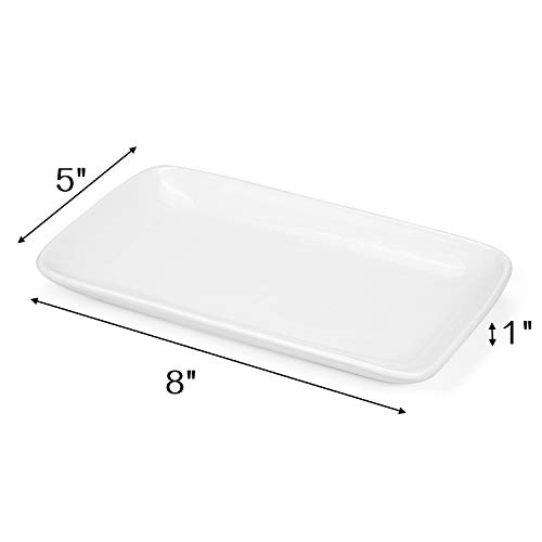 Foraineam Set of 8 Pieces 8 Inch Rectangular Porcelain Platters Dessert, Appetizer, Salad Plates White Serving Trays