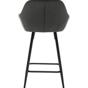 BTEXPERT 25 inch Bucket Upholstered Dark Gray Accent Dining Bar Chair Set of 2, 5091m Vintage Gray Stools (2) (5091M-2)