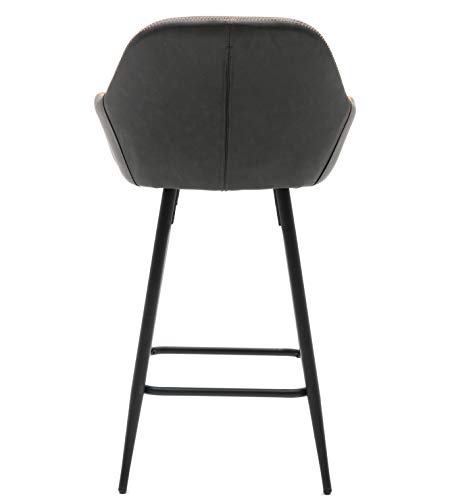 BTEXPERT 25 inch Bucket Upholstered Dark Gray Accent Dining Bar Chair Set of 2, 5091m Vintage Gray Stools (2) (5091M-2)