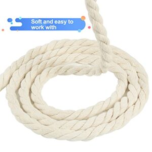 Tenn Well 8mm Macrame Cord, 59 Feet 3Ply Twisted Craft Cotton Rope Thick Nautical Rope for Crafts, Wall Hangings, Plant Hangers, Knotting, Rope Basket Making (Beige)
