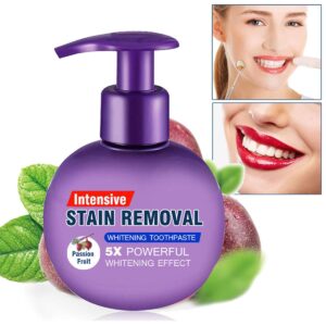 Baking Soda Toothpaste Teeth Whitening Toothpaste Natural Fluoride-Free Intensive Stain Removal Whitening Toothpaste Strong Power Cleaning Fight Bleeding Gums Press Toothpaste(Passion Fruit)