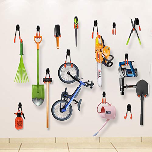 DIRZA Garage Hooks 10 Pack Steel Garage Storage Utility Double Hooks, Heavy Duty Wall Mount Tool Hangers Organizers for Organizing Ladder, Power Tool,Bulk Items, Shovel, Ropes