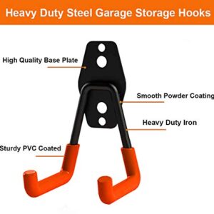 DIRZA Garage Hooks 10 Pack Steel Garage Storage Utility Double Hooks, Heavy Duty Wall Mount Tool Hangers Organizers for Organizing Ladder, Power Tool,Bulk Items, Shovel, Ropes