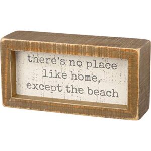 primitives by kathy 102958 inset wood box sign, 6 x 3-inches, no place like the beach