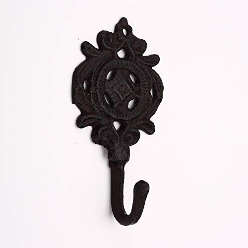 Ambipolar Indian Leaf Hook Antique Decorative Vintage Style Heavy Duty Wall Coat Hooks Pack of 3 (Antique Black)