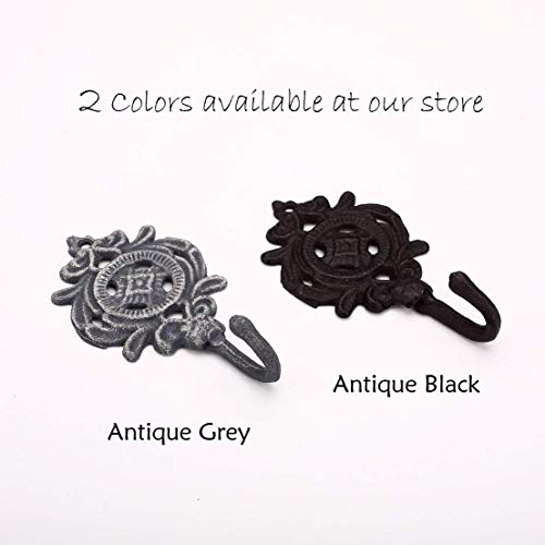 Ambipolar Indian Leaf Hook Antique Decorative Vintage Style Heavy Duty Wall Coat Hooks Pack of 3 (Antique Black)