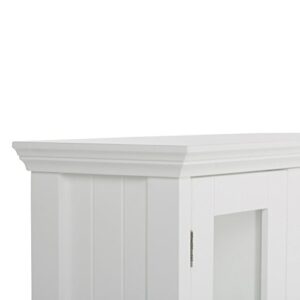 SIMPLIHOME Acadian 28 inch H x 23.6 inch W Double Door Wall Bath Cabinet in Pure White with Storage Compartment and 2 shelves, for the Bathroom, Transitional