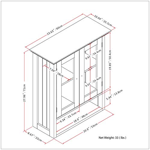 SIMPLIHOME Acadian 28 inch H x 23.6 inch W Double Door Wall Bath Cabinet in Pure White with Storage Compartment and 2 shelves, for the Bathroom, Transitional