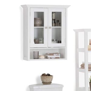 SIMPLIHOME Acadian 28 inch H x 23.6 inch W Double Door Wall Bath Cabinet in Pure White with Storage Compartment and 2 shelves, for the Bathroom, Transitional