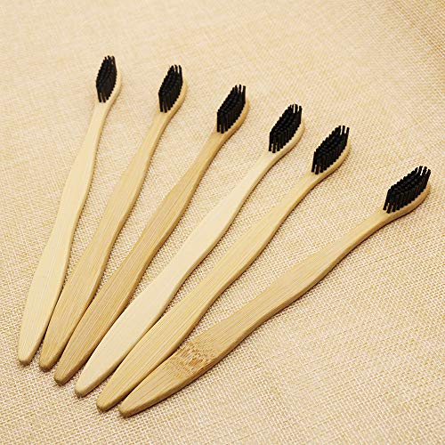 N-amboo Hard Toothbrush Bamboo Toothbrush for Adult Manual Toothbrsuh Hard Bristles Pack of 6