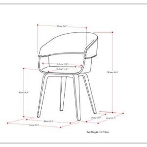 SIMPLIHOME Lowell Bentwood Dining Chair, Blue Linen Look Fabric and SOLID WOOD, Rounded, Upholstered, For the Dining Room,