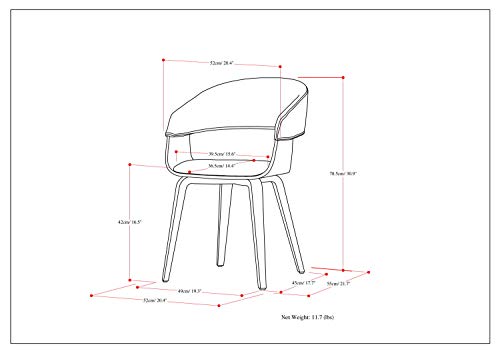 SIMPLIHOME Lowell Bentwood Dining Chair, Blue Linen Look Fabric and SOLID WOOD, Rounded, Upholstered, For the Dining Room,