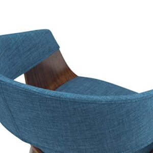 SIMPLIHOME Lowell Bentwood Dining Chair, Blue Linen Look Fabric and SOLID WOOD, Rounded, Upholstered, For the Dining Room,