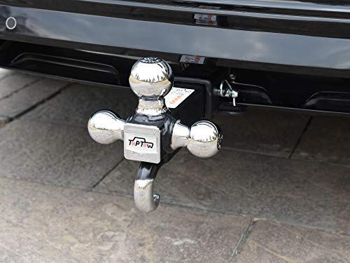 TOPTOW 64180 Trailer Receiver Hitch Triple Ball Mount with Hook, Chrome Balls, Fits for 2 inch Receiver, Hollow Shank