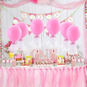 Pink Tutu Tulle Balloons Centerpieces with Candy Box for Baby Shower Girls Decorations Birthday Party Weddings Princess Party Cake Dessert Table Balloons Tulle Cover,6 Pack