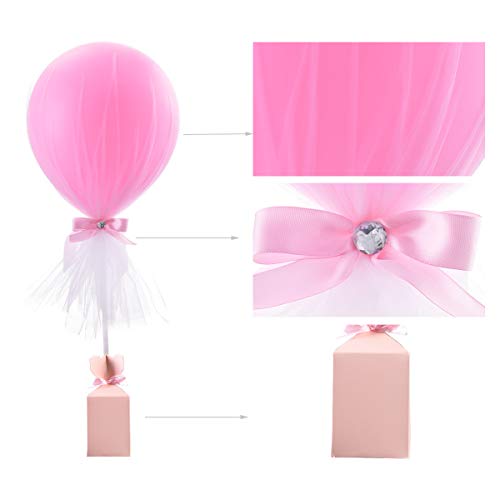 Pink Tutu Tulle Balloons Centerpieces with Candy Box for Baby Shower Girls Decorations Birthday Party Weddings Princess Party Cake Dessert Table Balloons Tulle Cover,6 Pack