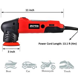 ZOTA Oribtal Polisher, 3 inch Dual Action Polisher with 13.1 feet Cord, Mini Polisher Kit and Polisher for Car Detailing.