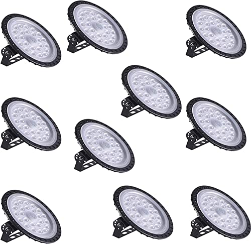 Sararoom 10Packs 100W 110V UFO LED High Bay Light, LED Warehouse Light 10000 Lumen 6500K Daylight White LED Shop Light Commercial Bay Lighting for Factory Garage Workshop