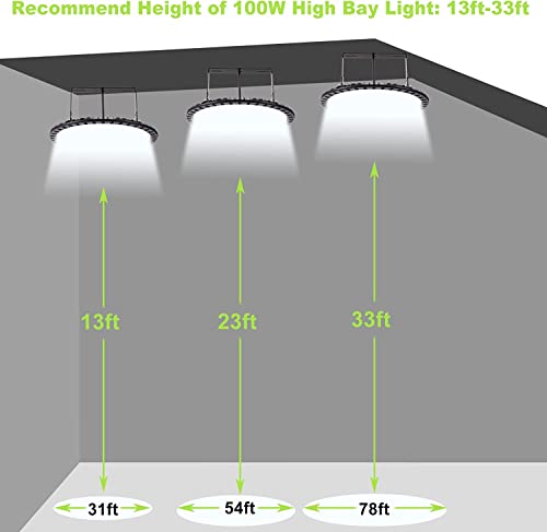 Sararoom 10Packs 100W 110V UFO LED High Bay Light, LED Warehouse Light 10000 Lumen 6500K Daylight White LED Shop Light Commercial Bay Lighting for Factory Garage Workshop