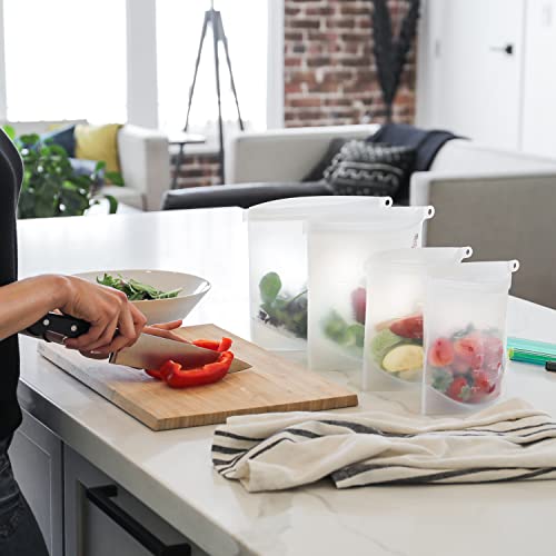 Edge Cook Reusable-Silicone-Food-Storage-Bags - Premium Airtight-Seal-Best-For-Food-Cooking and Preserving - 100% Leakproof, Eco-friendly, Dishwasher, Oven, Freezer Safe (Set of 5-2 Large+3 Medium)