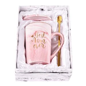 best mom ever coffee mug mom mother gifts novelty gifts for mom from daughter son women mom gifts for mom mother mother's day gifts for mom printing with gold 14oz with exquisite box packing spoon