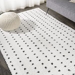 JONATHAN Y MOH400A-3 Pele Modern Geometric Shag Indoor Area-Rug Bohemian Polka Dot Easy-Cleaning Bedroom Kitchen Living Room Non Shedding, 3 X 5, White/Black