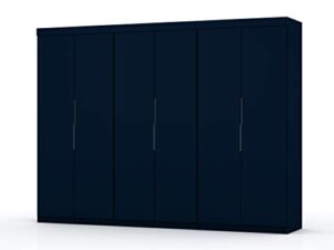 manhattan comfort mulberry mid century modern 6 drawer sectional wardrobe closet, set of 3, midnight blue
