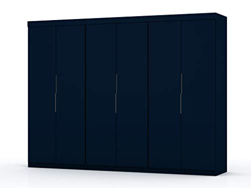 Manhattan Comfort Mulberry Mid Century Modern 6 Drawer Sectional Wardrobe Closet, Set of 3, Midnight Blue