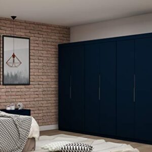 Manhattan Comfort Mulberry Mid Century Modern 6 Drawer Sectional Wardrobe Closet, Set of 3, Midnight Blue