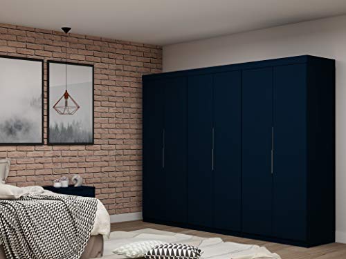 Manhattan Comfort Mulberry Mid Century Modern 6 Drawer Sectional Wardrobe Closet, Set of 3, Midnight Blue