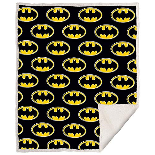 JPI DC Comics Licensed Batman Emblem Dark Knight Thick Micro Sherpa Throw Blanket