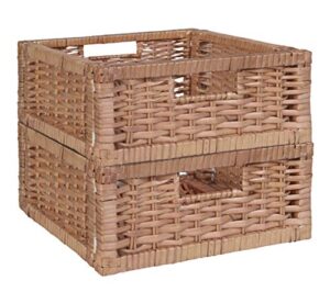niche cubo set of 2 half-size foldable wicker storage basket- natural