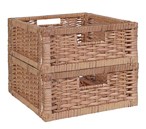 Niche Cubo Set of 2 Half-Size Foldable Wicker Storage Basket- Natural