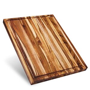 sonder los angeles, large teak wood cutting board for kitchen with juice groove, reversible charcuterie butcher block 18x14x1.25 in (gift box included)