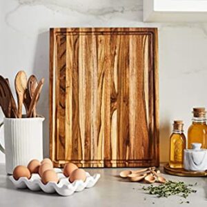 Sonder Los Angeles, Large Teak Wood Cutting Board for Kitchen with Juice Groove, Reversible Charcuterie Butcher Block 18x14x1.25 in (Gift Box Included)