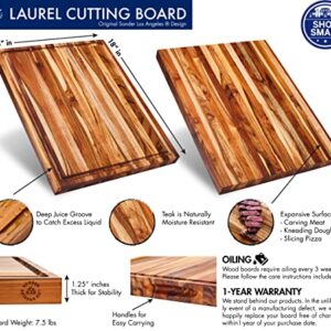 Sonder Los Angeles, Large Teak Wood Cutting Board for Kitchen with Juice Groove, Reversible Charcuterie Butcher Block 18x14x1.25 in (Gift Box Included)