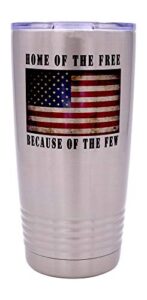 rogue river tactical home of the free usa flag military veteran 20 oz. travel tumbler mug cup w/lid vacuum insulated hot or cold gift