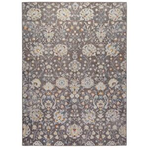 home dynamix venice flore transitional damask area rug 7'10"x10'2" brown ivory