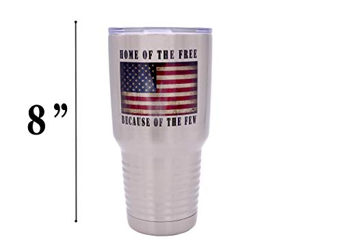 Rogue River Tactical Home of the Free USA Flag Military Veteran 30 Oz. Travel Tumbler Mug Cup w/Lid Vacuum Insulated Hot or Cold Gift