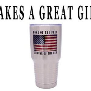 Rogue River Tactical Home of the Free USA Flag Military Veteran 30 Oz. Travel Tumbler Mug Cup w/Lid Vacuum Insulated Hot or Cold Gift