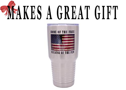 Rogue River Tactical Home of the Free USA Flag Military Veteran 30 Oz. Travel Tumbler Mug Cup w/Lid Vacuum Insulated Hot or Cold Gift