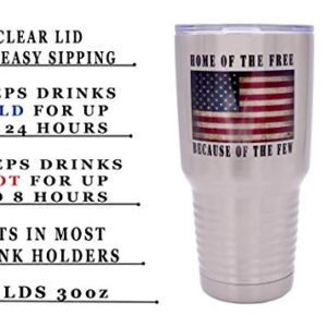 Rogue River Tactical Home of the Free USA Flag Military Veteran 30 Oz. Travel Tumbler Mug Cup w/Lid Vacuum Insulated Hot or Cold Gift