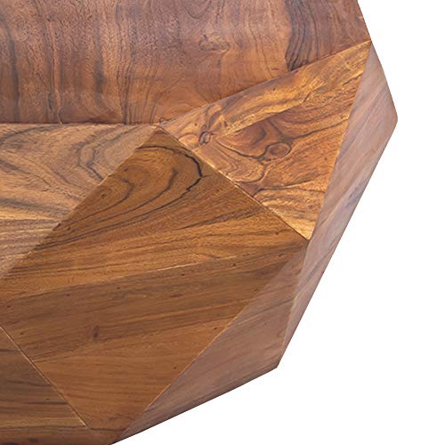 The Urban Port 33-Inch Diamond Shape Acacia Wood Coffee Table with Smooth Top, Dark Brown