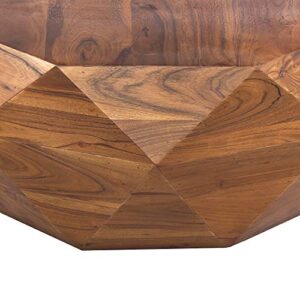 The Urban Port 33-Inch Diamond Shape Acacia Wood Coffee Table with Smooth Top, Dark Brown