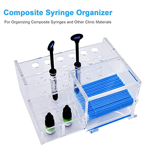 ANNWAH Dental Composite Syringe Organizer, Multi-Function Dental Syringe Holder, Resin Adhesive Applicators Organizer, Acrylic Case for Medical Composite Resin Adhesive Syringes, Resin Placement Rack