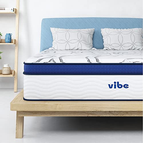 Vibe Quilted Gel Memory Foam and Innerspring Hybrid Pillow Top 12-Inch Mattress | CertiPUR-US Certified | Bed-in-a-Box Queen