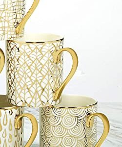 Certified International Mosaic 14 oz. Gold Plated Mugs, Set of 6, 6 Count (Pack of 1), RED