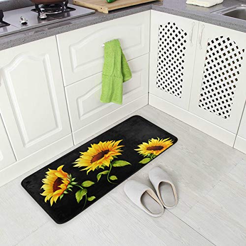 ALAZA Sunflower Standing Mat Kitchen Rug Mat, Comfort Flooring, Commercial Grade Pads, Absorbent, Ergonomic Floor Pad, Rugs for Office Stand Up Desk, 39x20in