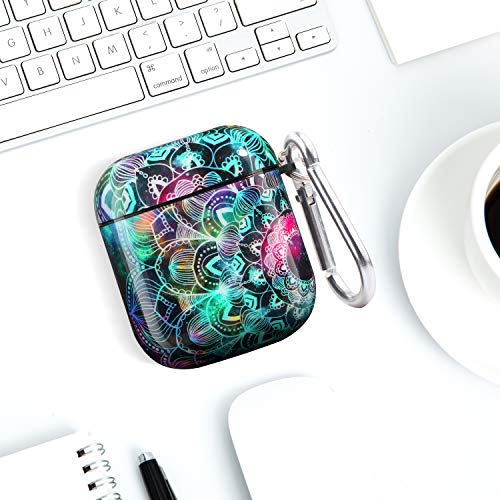 HIDAHE Airpods 2 Case, AirPods Cases Cover Cute, Airpods Skins, Airpods Accessories, Mandala Pattern IMD Case Cover Women Girls Hard Case for Airpods 1 & 2 Charging Case, IMD Mandala