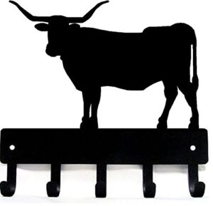 the metal peddler texas longhorn steer cow key rack - 9 inch wide - made in usa